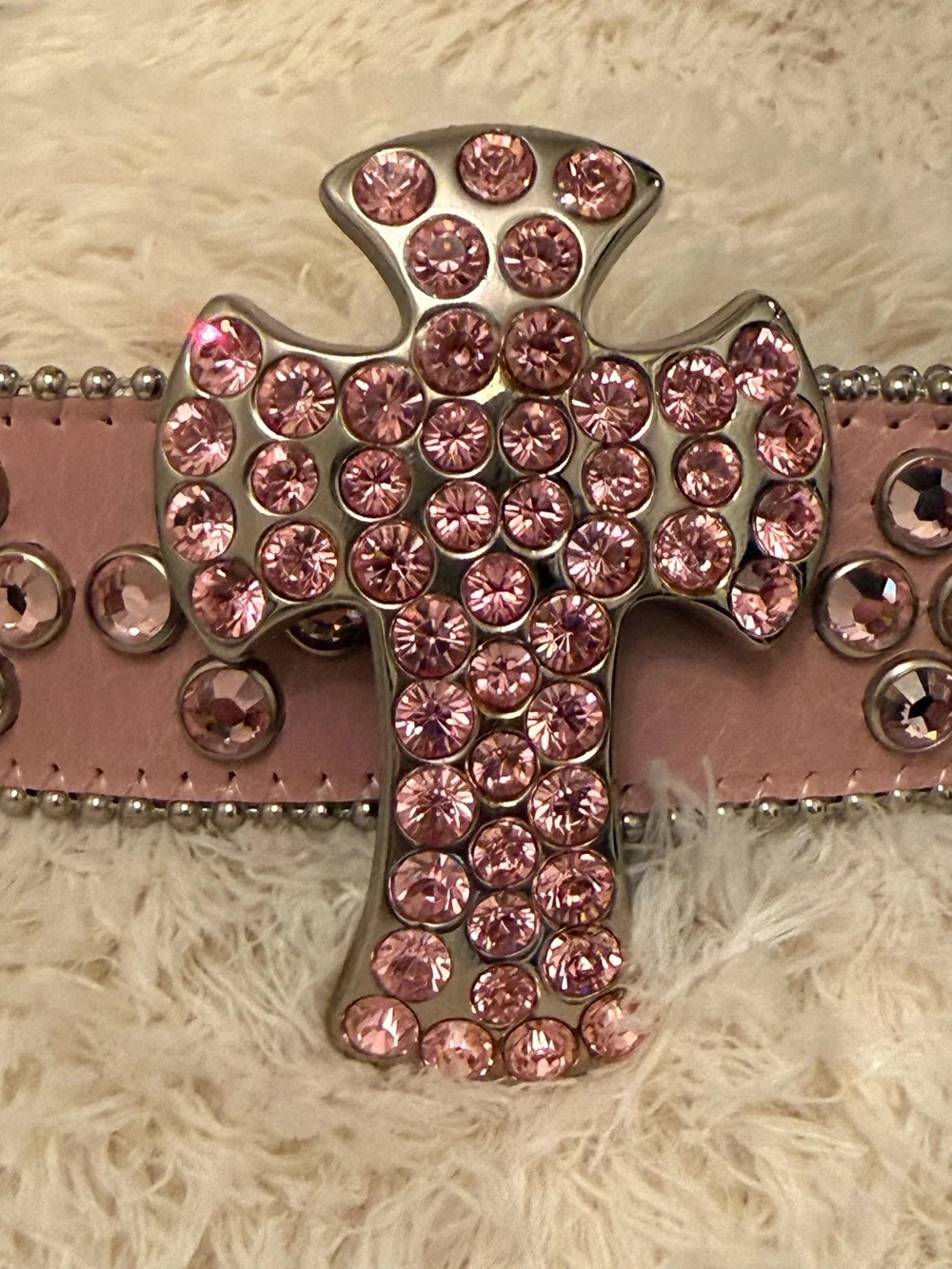 B. B. Simon Pink Bedazzled Crystal Rhinestone Belt XL